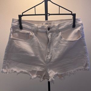 Off white colored denim jean shorts. Large size, size 10.